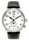 Zeppelin 7644-1 watch dual time Swiss movement , white dial and black leather strap