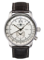Zeppelin 7640-1 Watch with silver dial and brown leather strap
