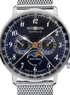 Zeppelin 7036M-3 Watch blue dial   with mesh bracelet 