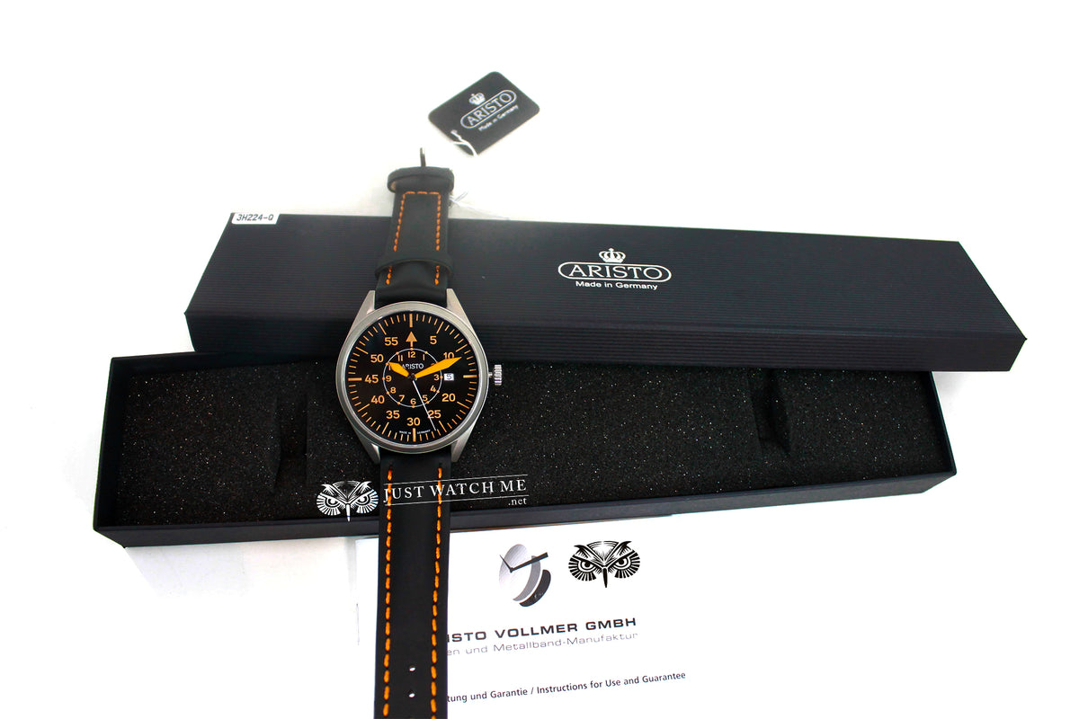 Aristo 3H224-Q Swiss Quartz Watch - Orange  Box