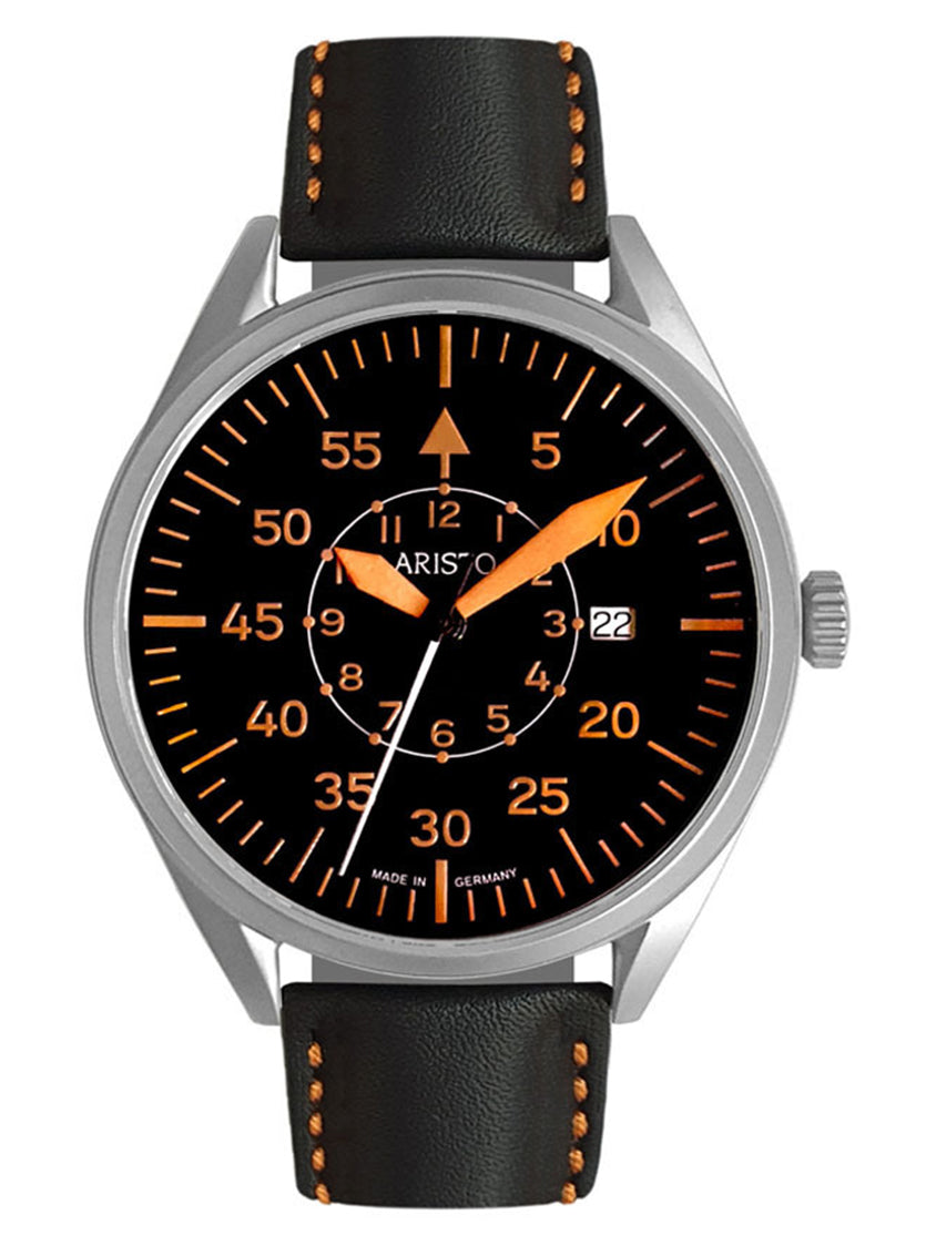 Aristo 3H224-Q Swiss Quartz Watch - Orange  43 mm