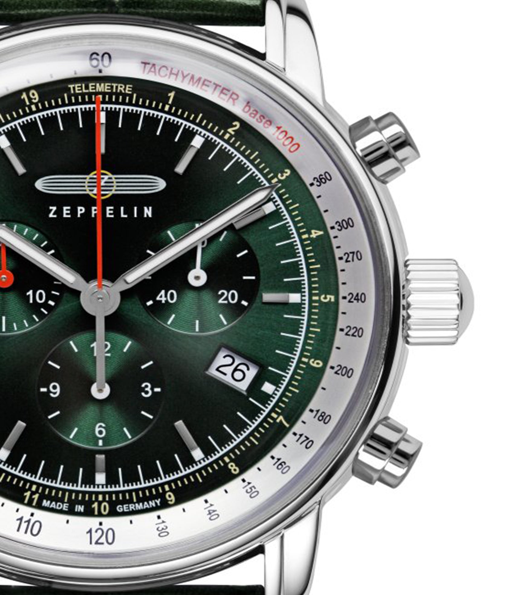 Zeppelin Watch 8888-4 Marine in green sunburst dial with chronograph functions 