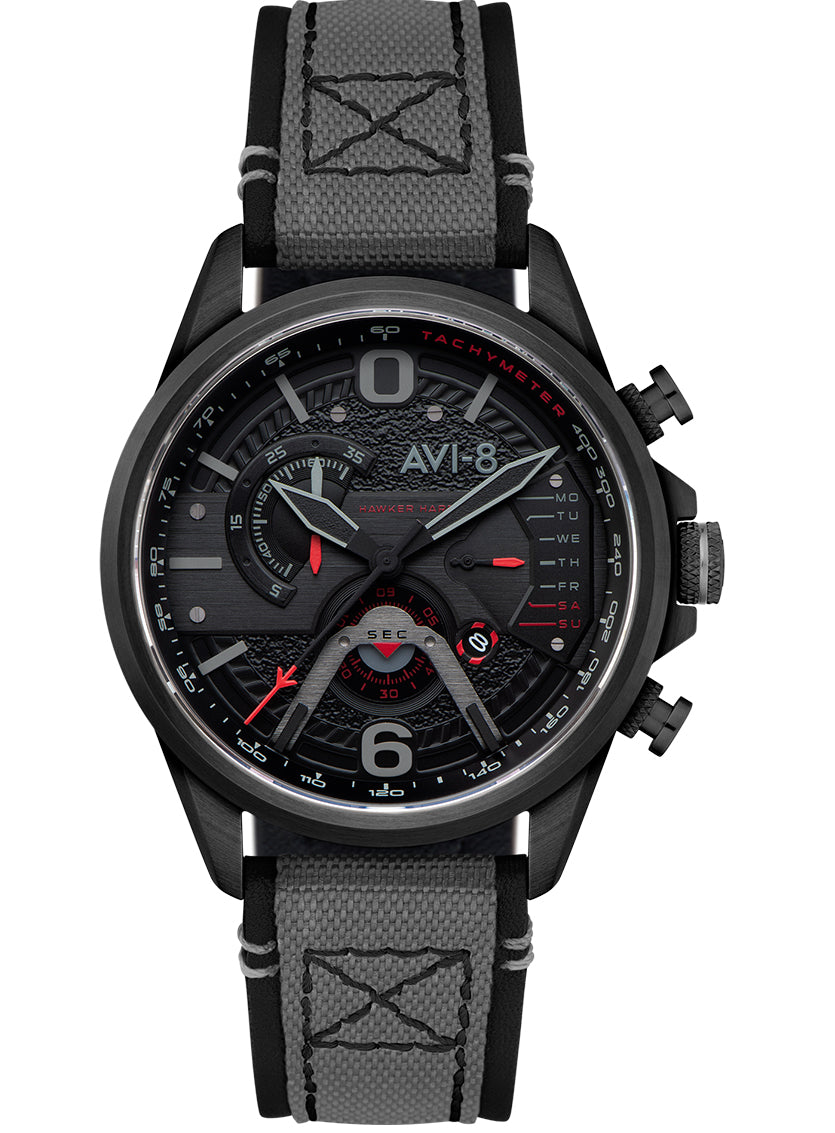 AVI-8 HAWKER HARRIER Dual Retrograde Chronograph Carbon Black 