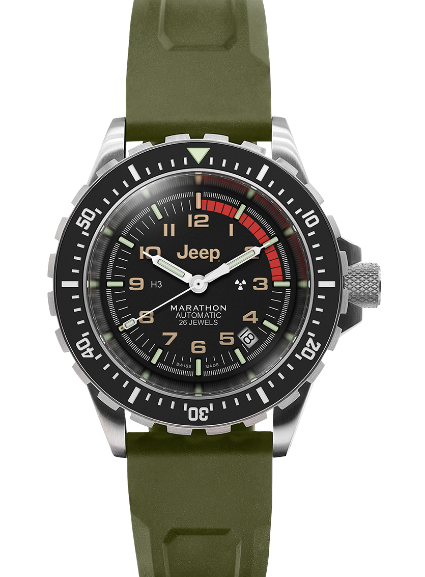 Marathon Swiss 41MM1MM JEEP® RUBICON GSAR ON Green 3-PIECE RUBBER STRAP KIT - WW194006SS-4101