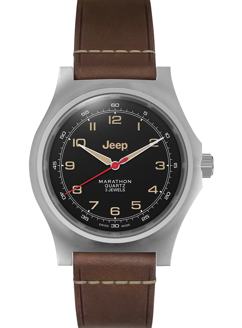 Marathon Swiss 41MM JEEP® WILLYS SSGPQ (OFFICER'S QUARTZ) 3-PIECE LEATHER STRAP KIT - WW194034SS-4001