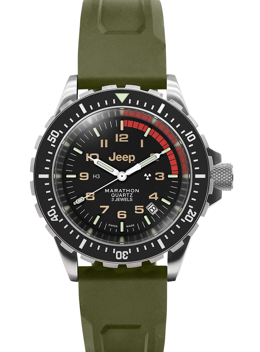 Marathon Swiss 41MM1MM JEEP® RUBICON TSAR (Diver Quartz) ON Green 3-PIECE RUBBER STRAP KIT - WW194007SS-4130