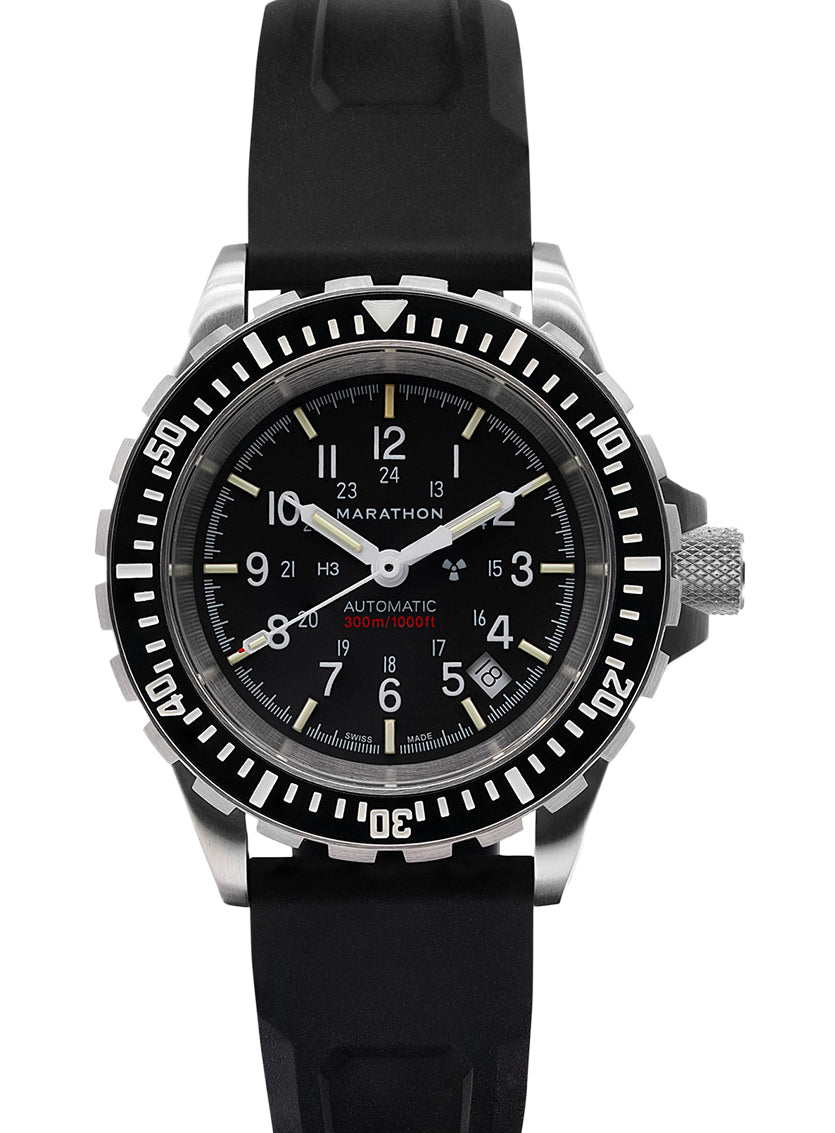 Marathon Swiss 41MM LARGE DIVER'S AUTOMATIC (GSAR) ON BLACK 3-PIECE RUBBER STRAP KIT - WW194006SS-0130