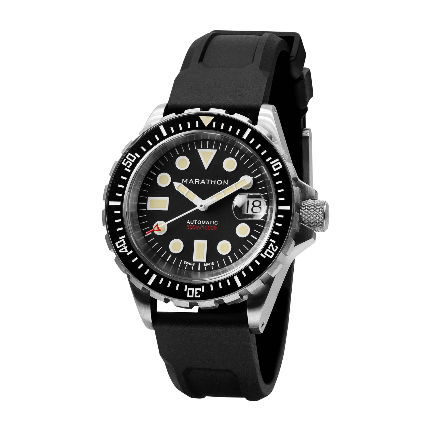 Marathon Swiss 41MM LARGE DIVER'S AUTOMATIC (OSAR-D) ON BLACK 3-PIECE RUBBER STRAP KIT - WW194006SS-2030