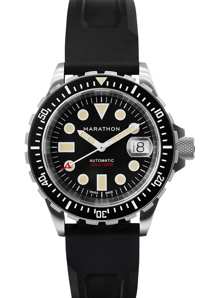 Marathon Swiss 41MM LARGE DIVER'S AUTOMATIC (OSAR-D) ON BLACK 3-PIECE RUBBER STRAP KIT - WW194006SS-2030