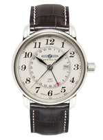 Zeppelin 7642-5 watch with dual time inner ring and 24 hours display (GMT) 