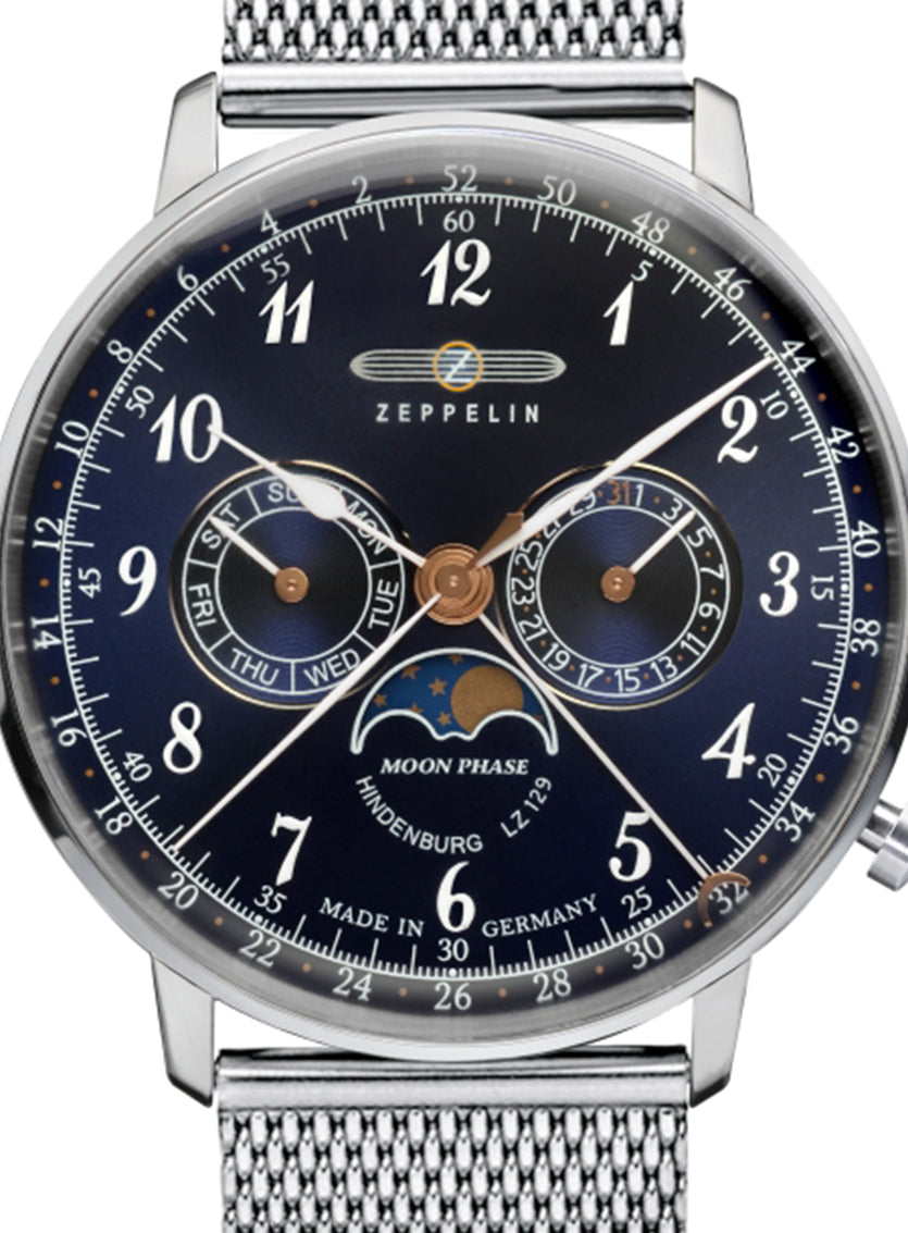 Zeppelin 7036M-3 Watch blue dial   with mesh bracelet 